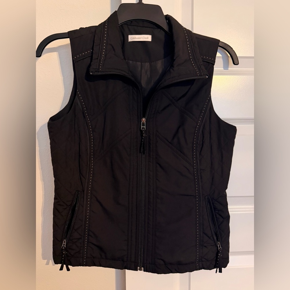 Coldwater Creek Black Quilted Vest women’s size S